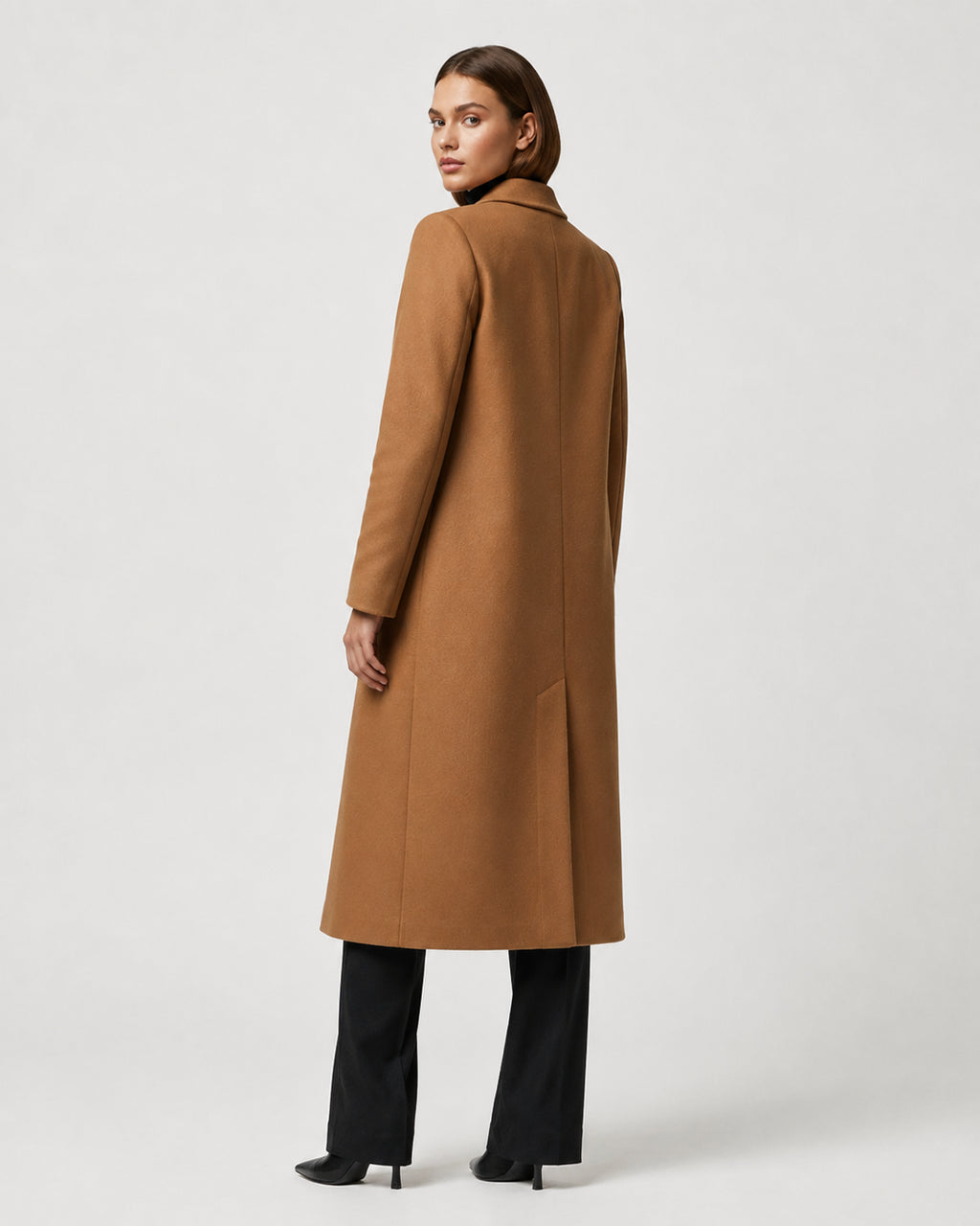 Women's Long Winter Coat – Notched Lapel Overcoat