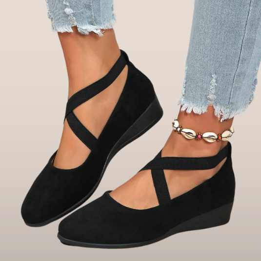 Maya | Cross-Strap Wedge Slip-On Shoes