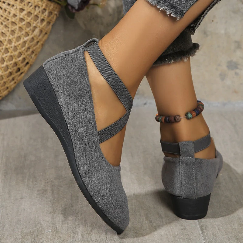 Maya | Cross-Strap Wedge Slip-On Shoes