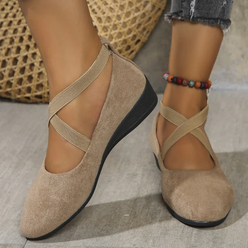 Maya | Cross-Strap Wedge Slip-On Shoes