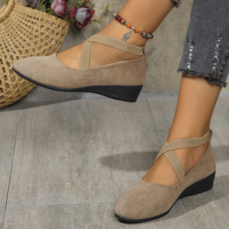 Maya | Cross-Strap Wedge Slip-On Shoes
