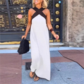 Naomi | Halter Neck Color Block Maxi Dress