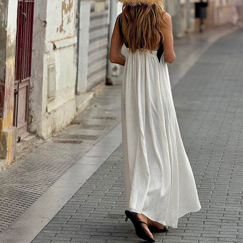 Naomi | Halter Neck Color Block Maxi Dress