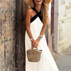 Naomi | Halter Neck Color Block Maxi Dress