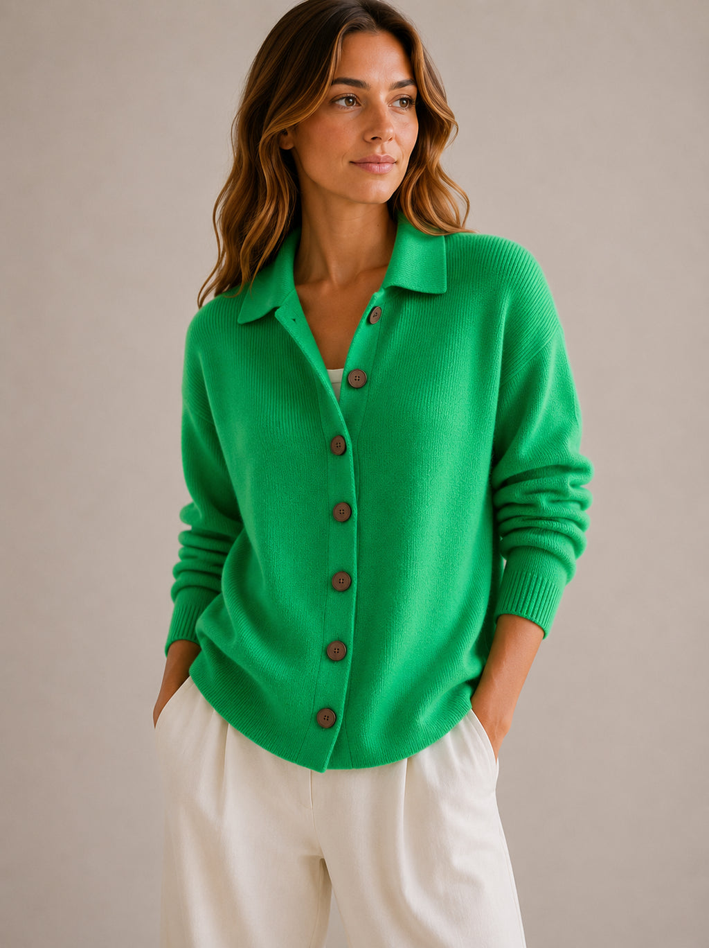 Women's Collared Cardigan Sweater – Button-Down Knit