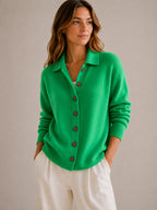 Women's Collared Cardigan Sweater – Button-Down Knit