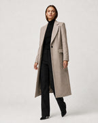 Women's Long Winter Coat – Notched Lapel Overcoat