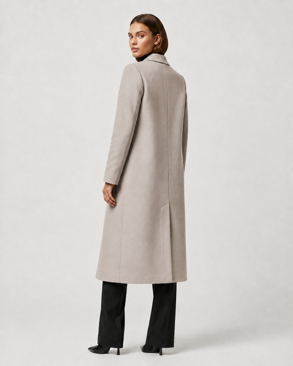 Women's Long Winter Coat – Notched Lapel Overcoat