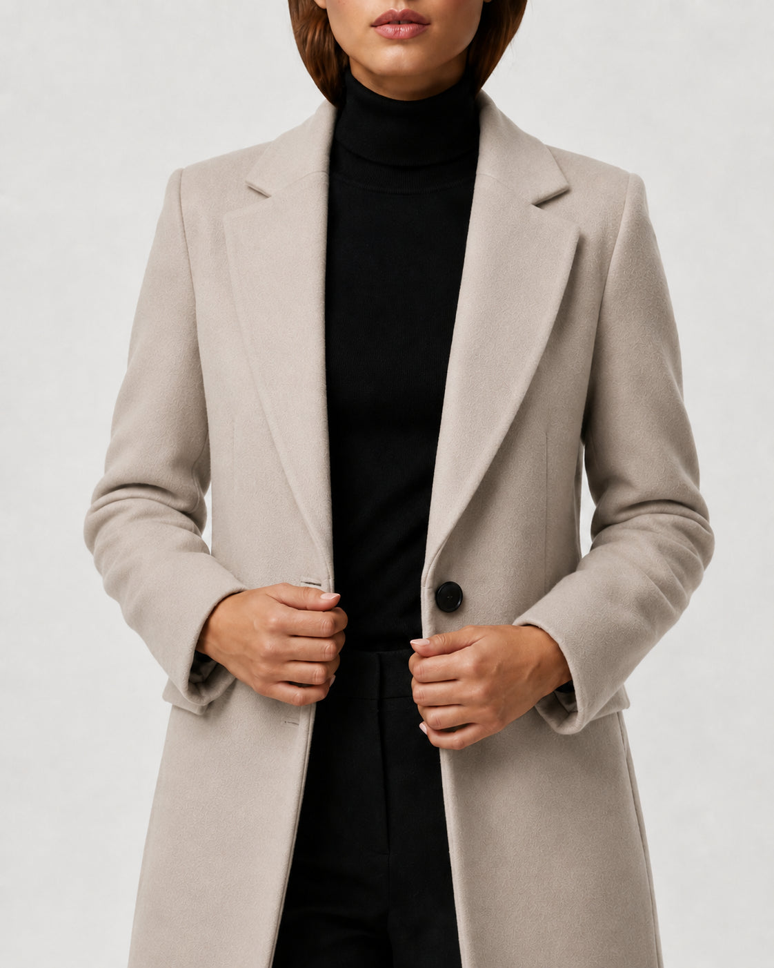 Women's Long Winter Coat – Notched Lapel Overcoat