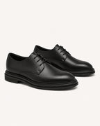 Men's Patent Leather Derby Shoes – Black Formal Lace-Up