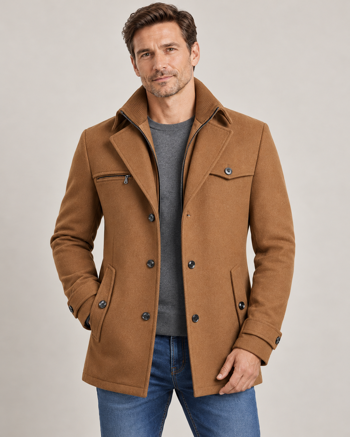 Men's Business Winter Jacket – Water-Repellent Shell