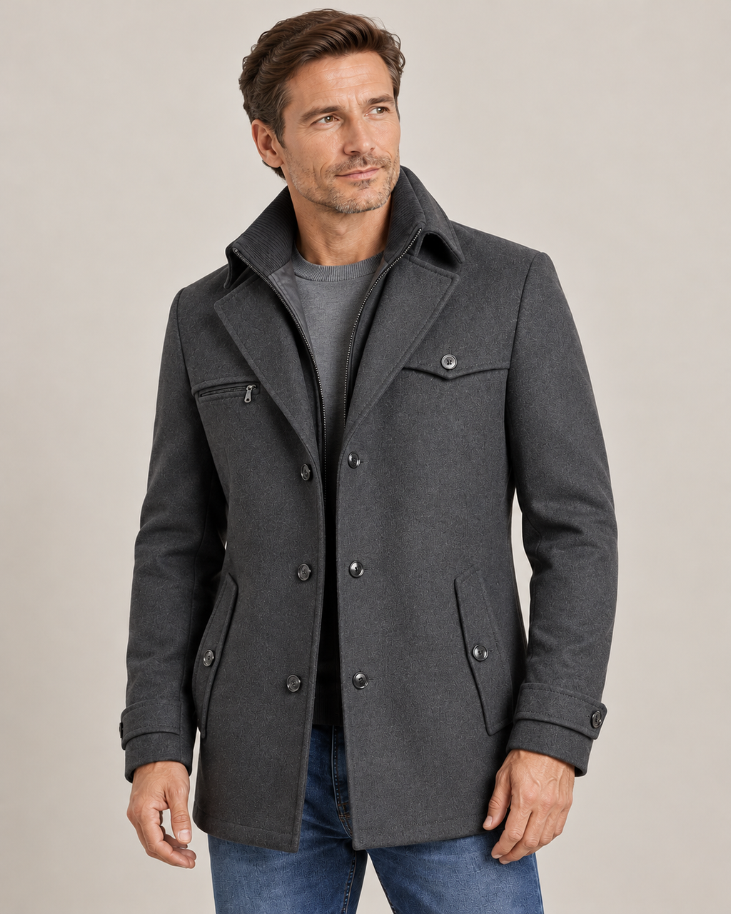 Men's Business Winter Jacket – Water-Repellent Shell