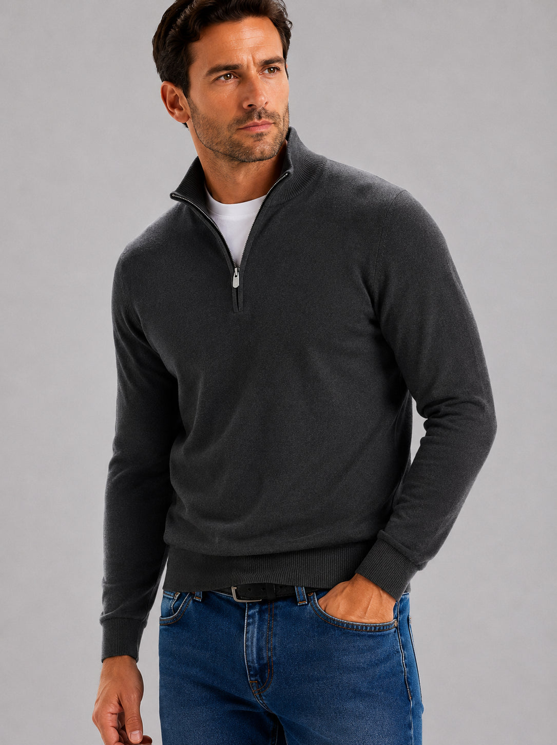 Men's Half-Zip Sweater – Classic Knit Style