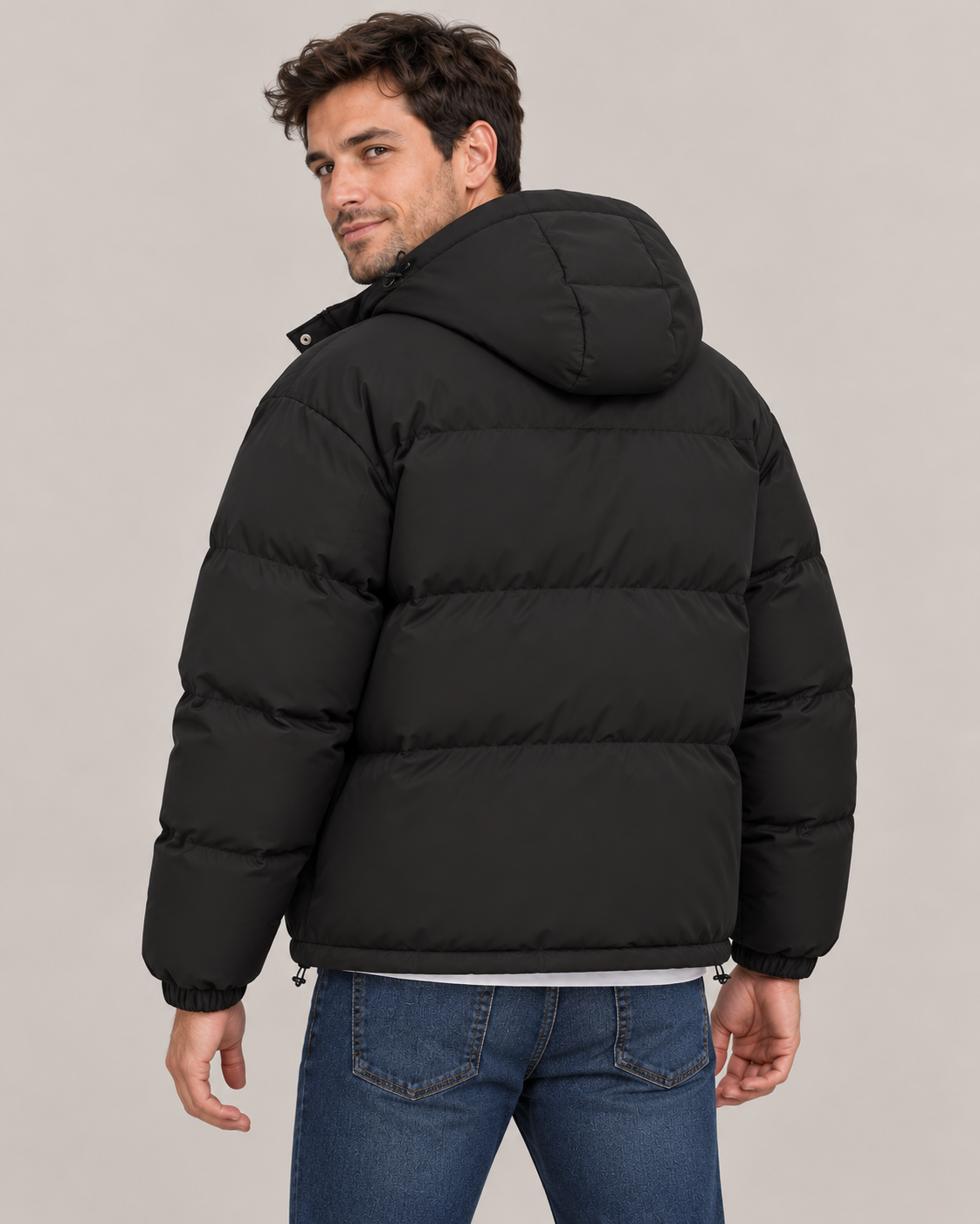Men's Oversized Puffer Jacket – Quilted Hooded Zip-Up