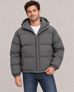 Men's Oversized Puffer Jacket – Quilted Hooded Zip-Up
