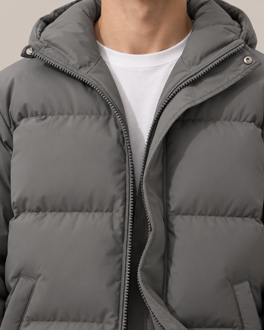 Men's Oversized Puffer Jacket – Quilted Hooded Zip-Up