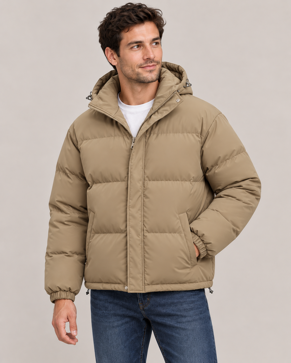 Men's Oversized Puffer Jacket – Quilted Hooded Zip-Up