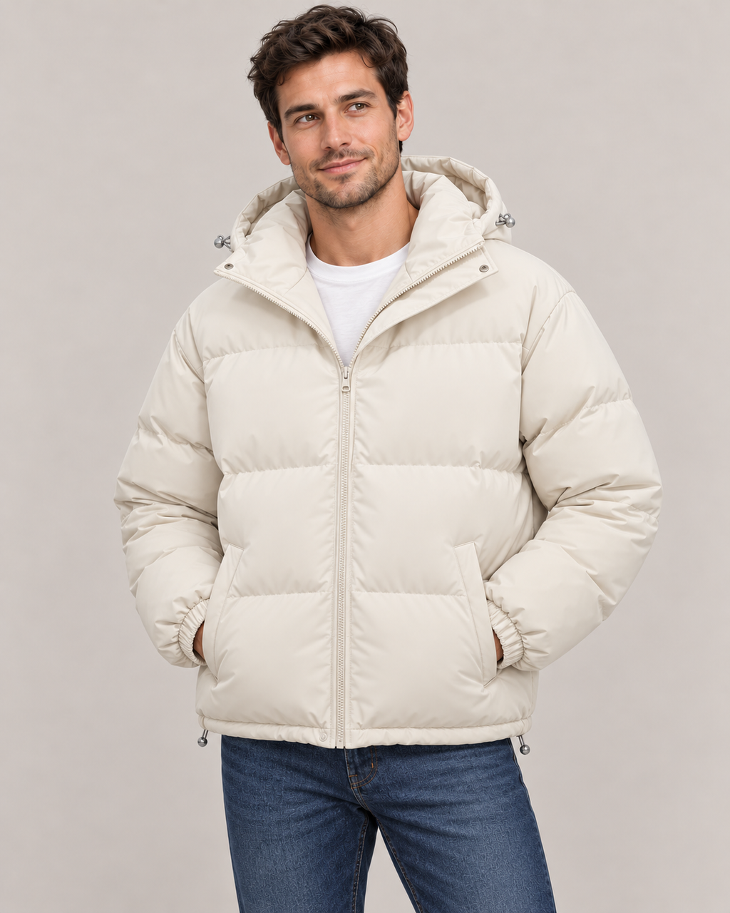 Men's Oversized Puffer Jacket – Quilted Hooded Zip-Up