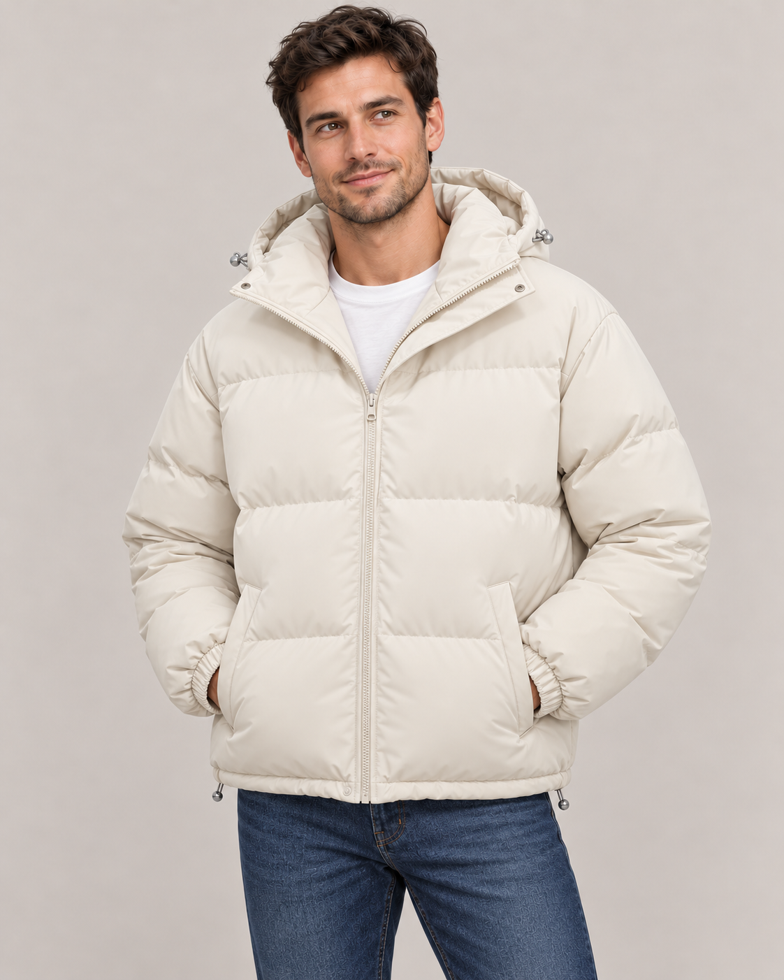 Men's Oversized Puffer Jacket – Quilted Hooded Zip-Up