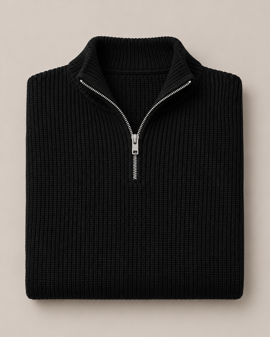 Men's Quarter-Zip Pullover – Ribbed Structured Knit