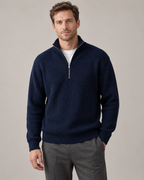 Men's Quarter-Zip Pullover – Ribbed Structured Knit