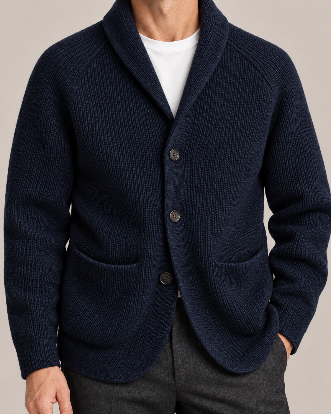 Men's Shawl Collar Cardigan – Relaxed Button-Front Knit
