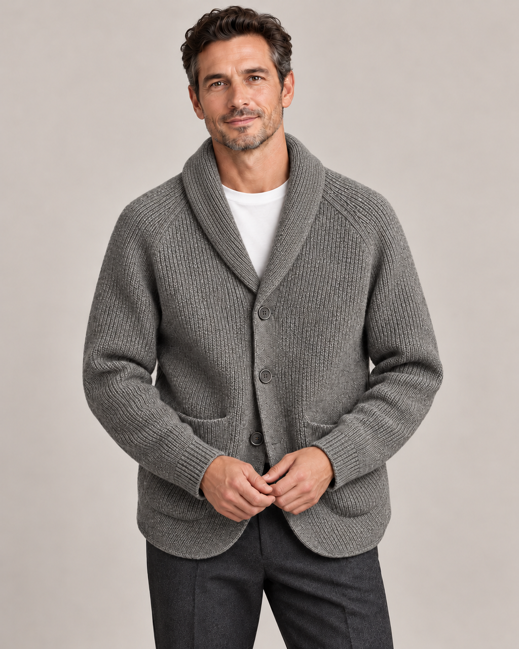 Men's Shawl Collar Cardigan – Relaxed Button-Front Knit