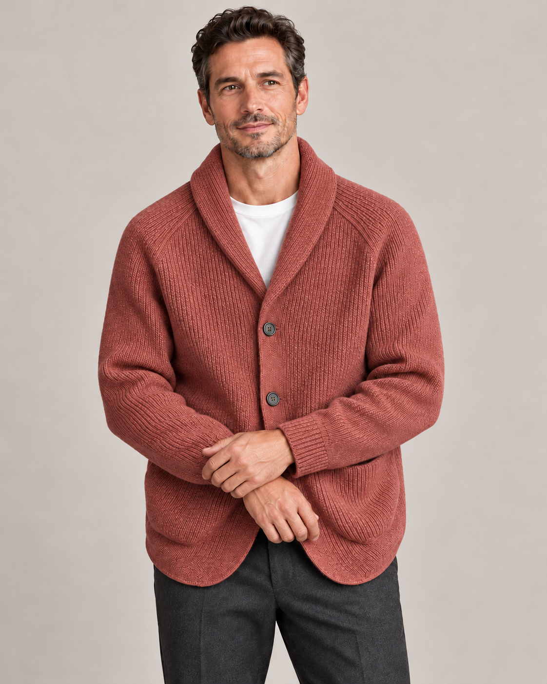 Men's Shawl Collar Cardigan – Relaxed Button-Front Knit