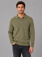 Men's Polo Sweater – Fine Knit Button Neck Style