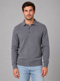Men's Polo Sweater – Fine Knit Button Neck Style