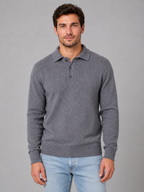 Men's Polo Sweater – Fine Knit Button Neck Style