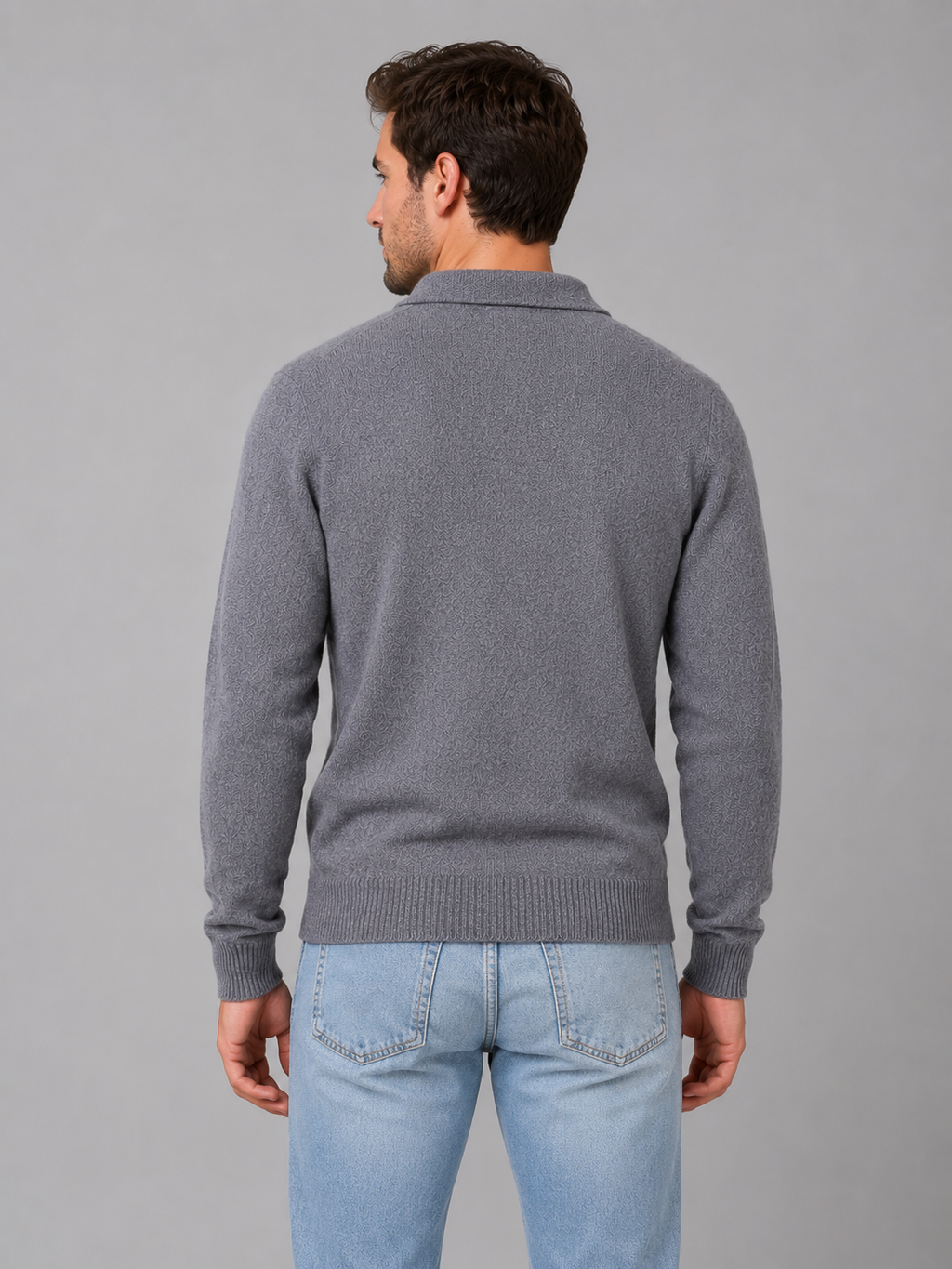 Men's Polo Sweater – Fine Knit Button Neck Style