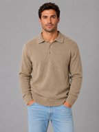 Men's Polo Sweater – Fine Knit Button Neck Style