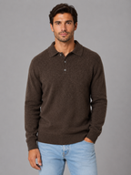 Men's Polo Sweater – Fine Knit Button Neck Style