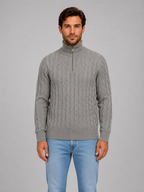 Men's Cable Knit Quarter Zip Jumper – Funnel Neck Sweater