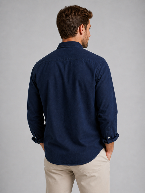 Men's Casual Button-Up Shirt – Relaxed Fit Long Sleeve
