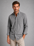 Men's Casual Button-Up Shirt – Relaxed Fit Long Sleeve