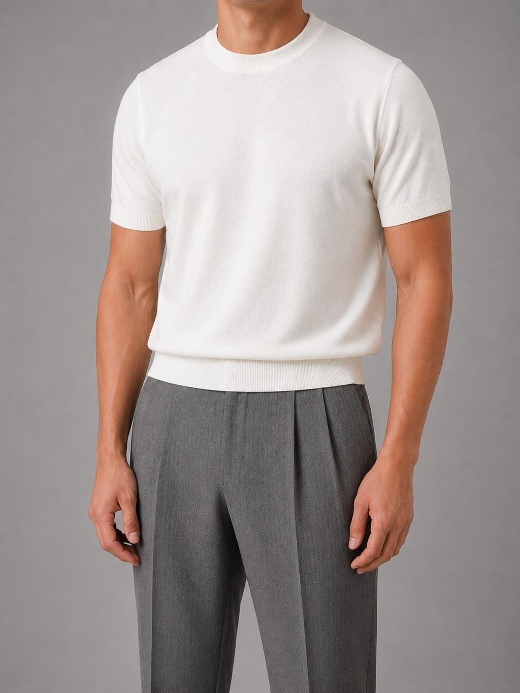 Men's Fine Knit T-Shirt – Crew Neck Short Sleeve