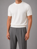 Men's Fine Knit T-Shirt – Crew Neck Short Sleeve