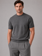 Men's Fine Knit T-Shirt – Crew Neck Short Sleeve
