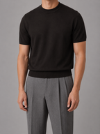 Men's Fine Knit T-Shirt – Crew Neck Short Sleeve