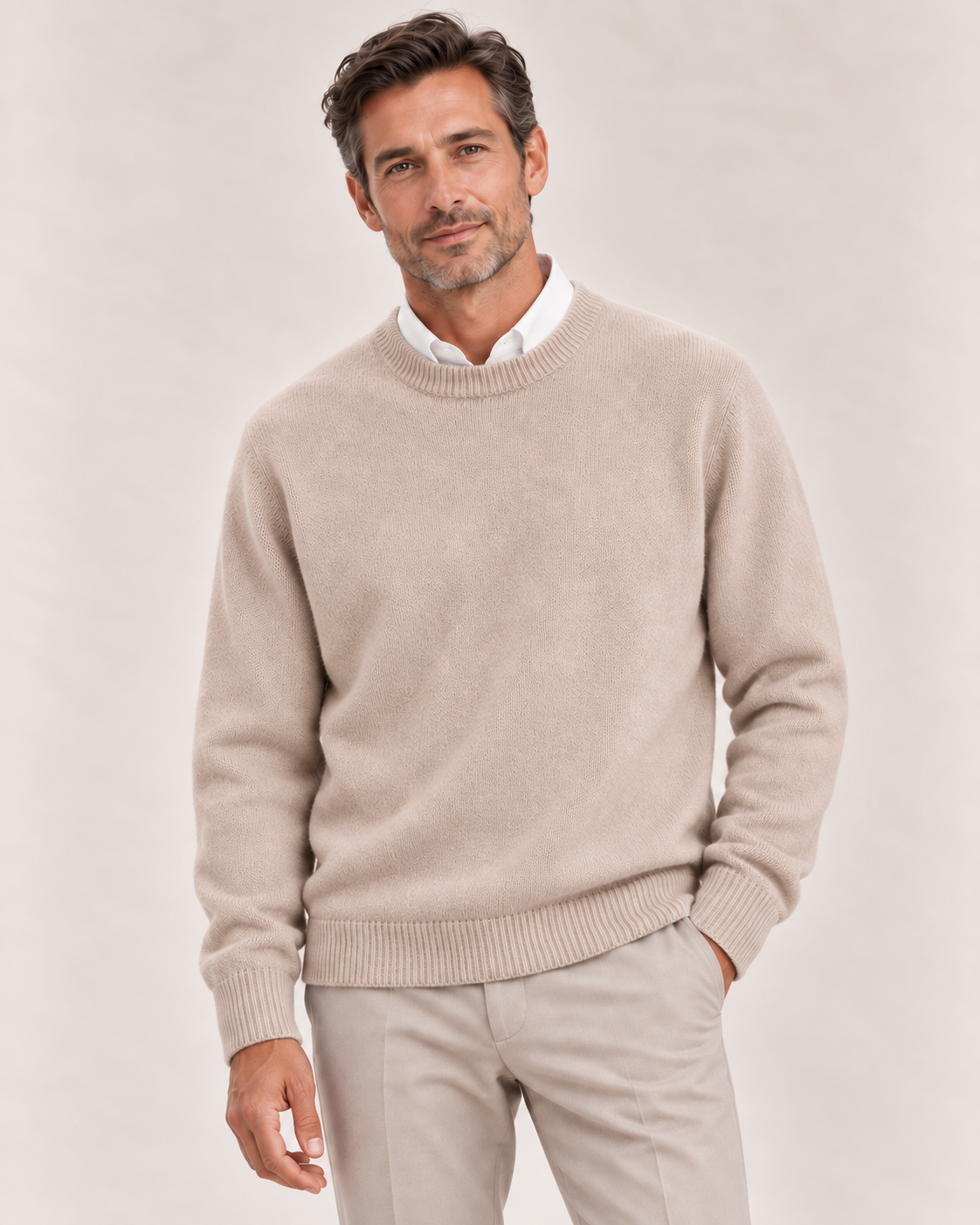 Men's Crew Neck Sweater in Camel
