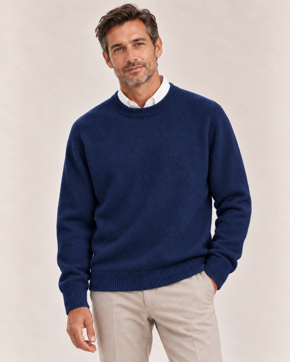 Men's Crew Neck Sweater in Navy Blue