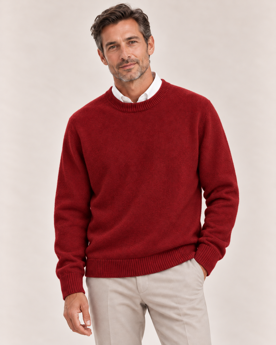 Men's Crew Neck Sweater in Red