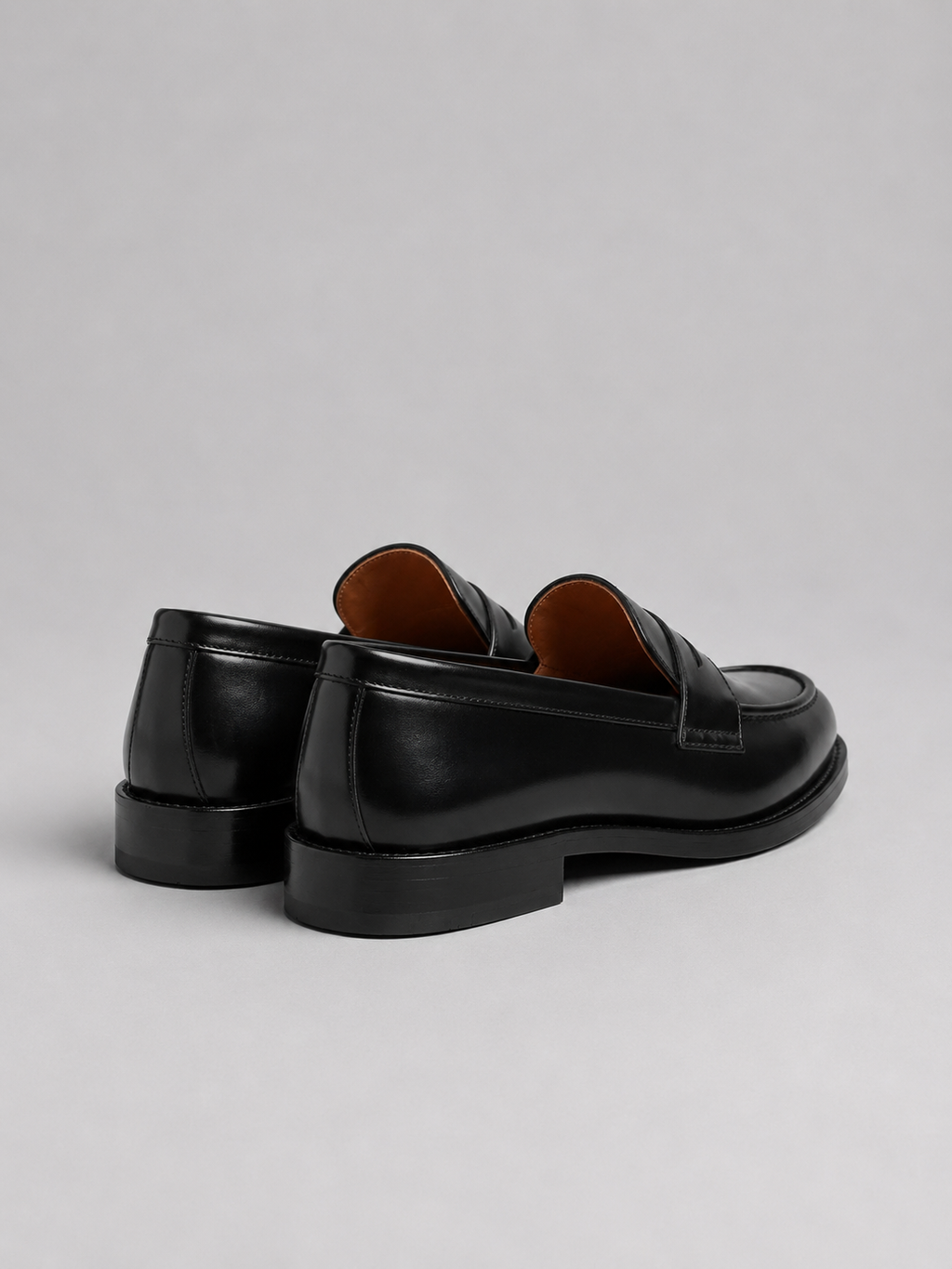 Men's Leather Penny Loafers – Black Slip-On Dress Shoes