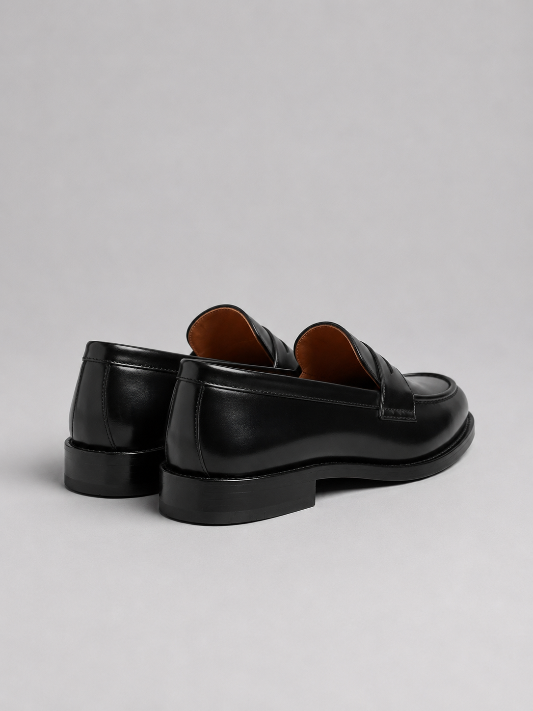 Men's Leather Penny Loafers – Black Slip-On Dress Shoes