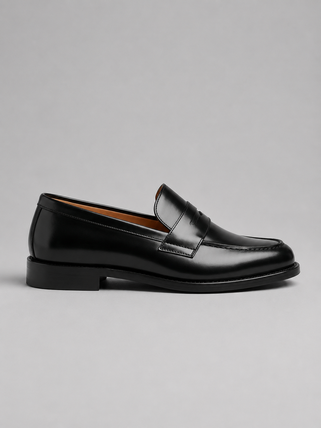 Men's Leather Penny Loafers – Black Slip-On Dress Shoes