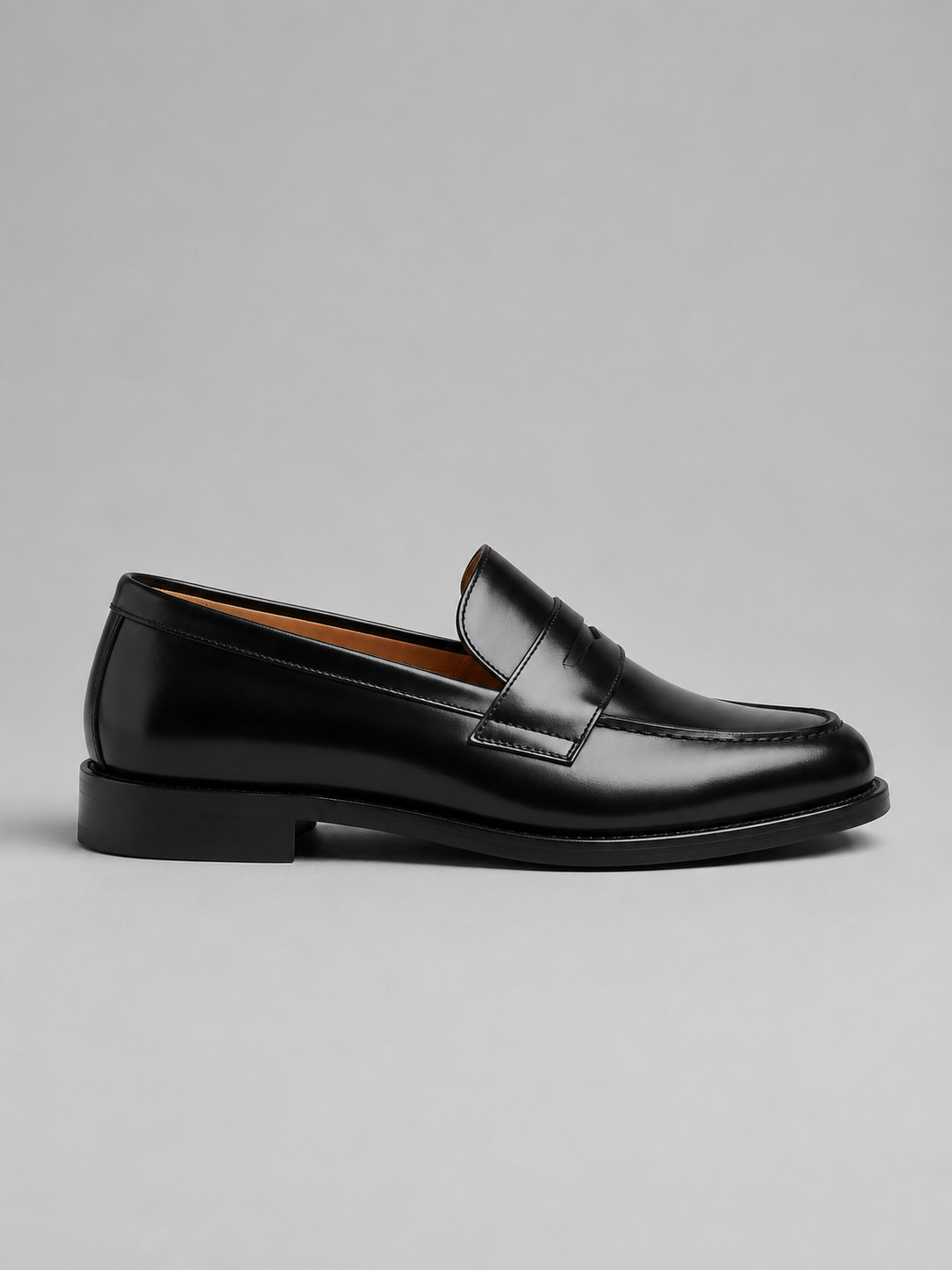Men's Leather Penny Loafers – Black Slip-On Dress Shoes