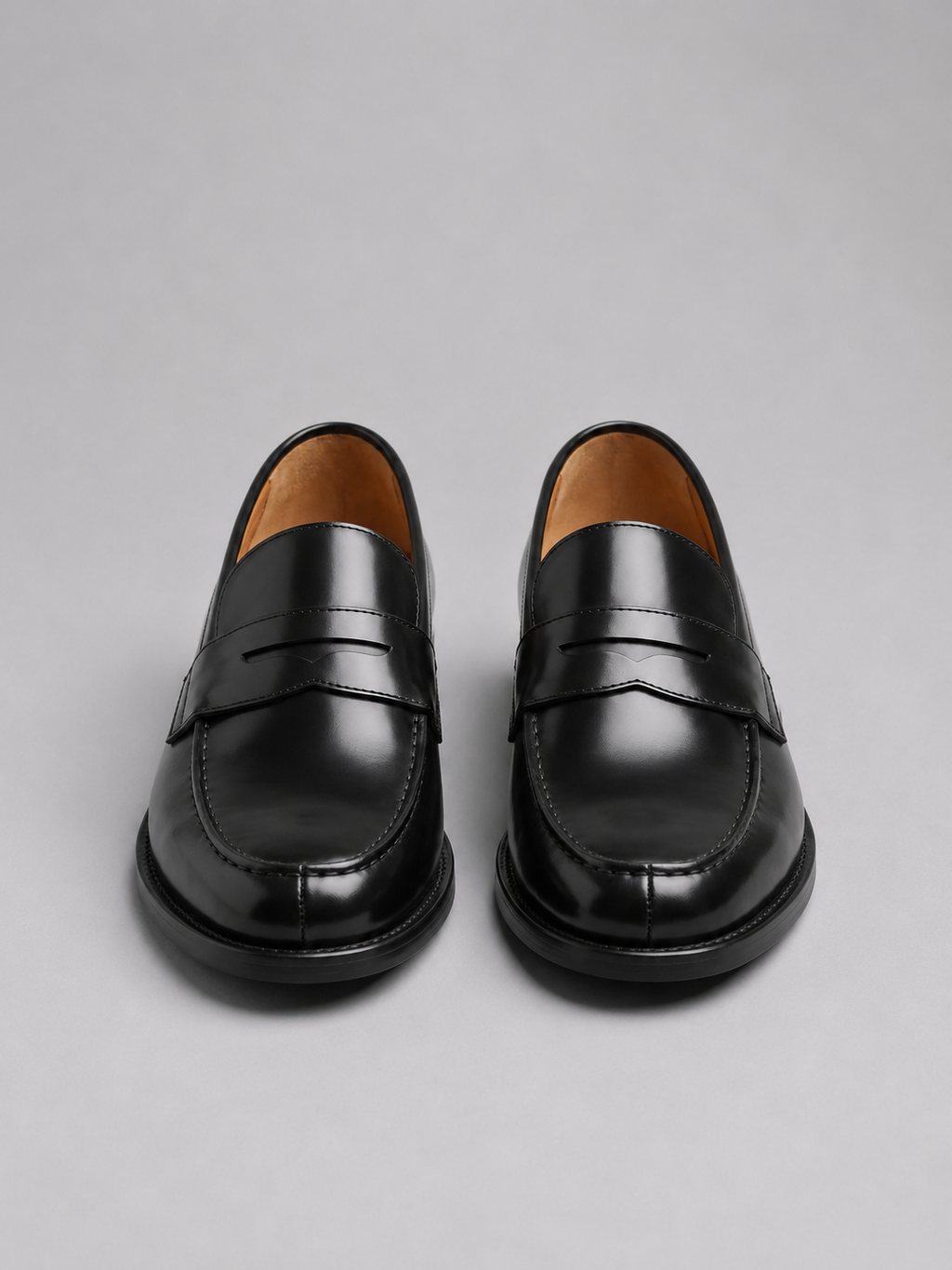 Men's Leather Penny Loafers – Black Slip-On Dress Shoes