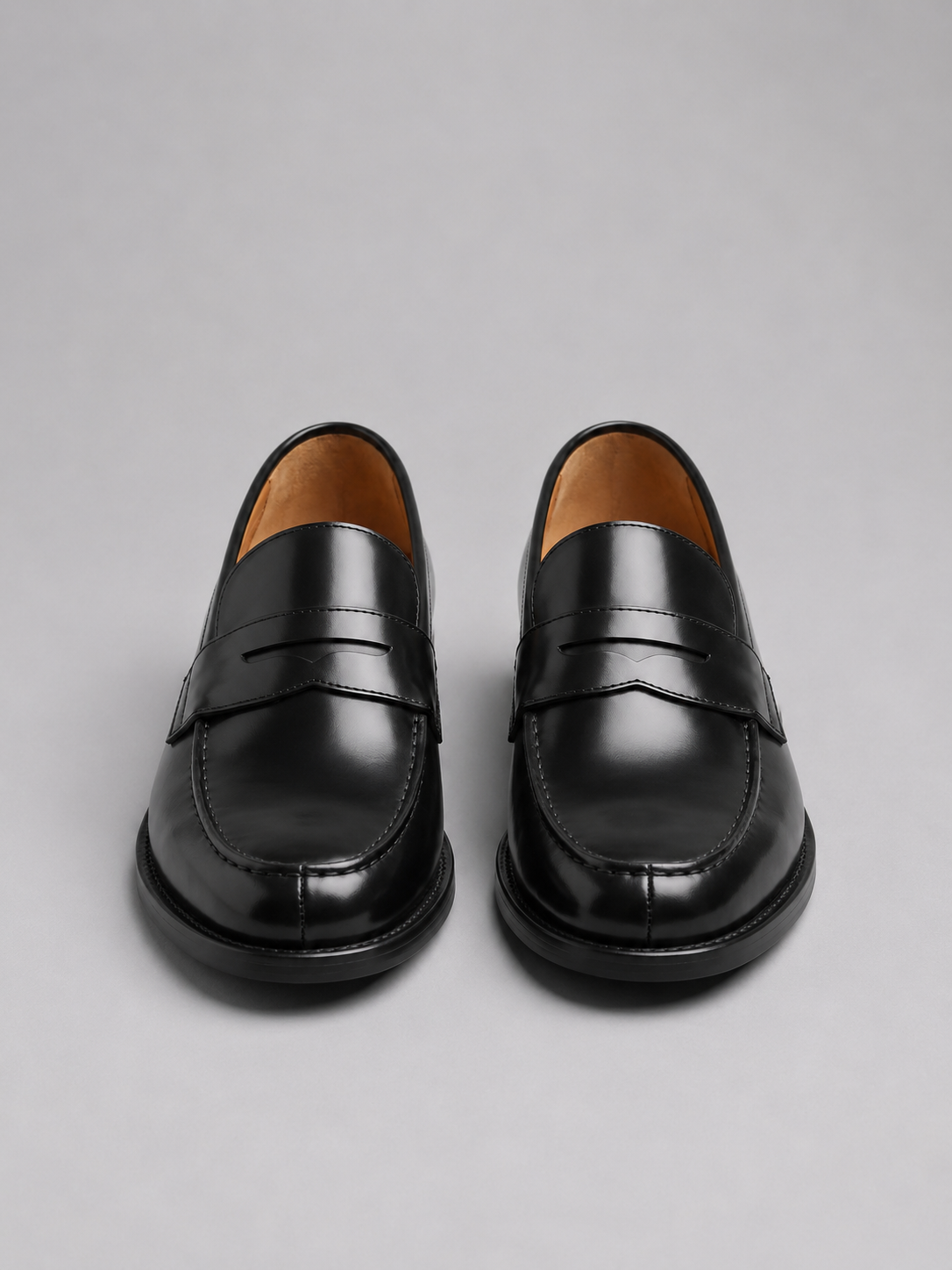 Men's Leather Penny Loafers – Black Slip-On Dress Shoes